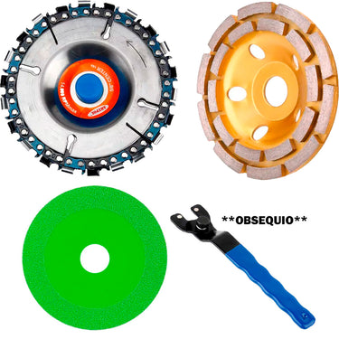 Combo 3 Discos de Pulidora Para Madera, Metal y Vidrio Mas llave de Pulidora